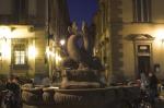 Ripresa nottura della fontana dei delfini di piazza San Francesco