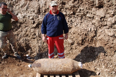 Il Sig. Francesco Suttera della Ditta Fuochi Moreno che ha trovato l'ordigno durante i lavori di scavo lo scorso 24 febbraio