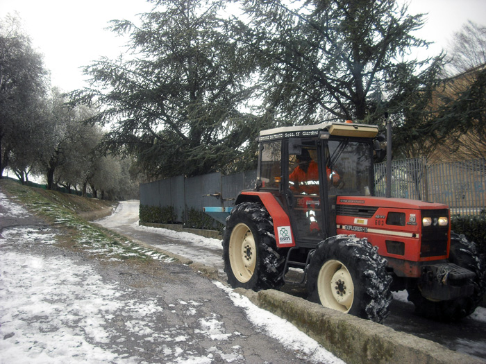 Vialetto davanti alla scuola Meucci completamente ghiacciato