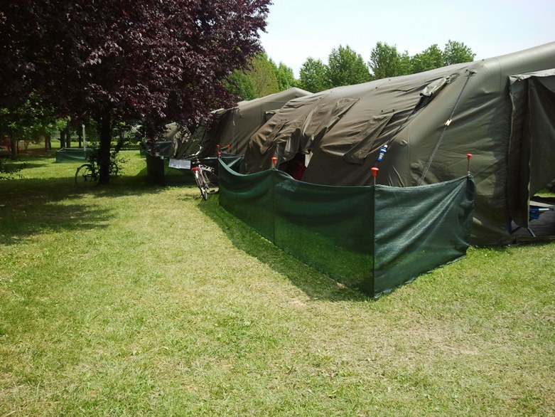 Alcune tende allestite nel campo di accoglienza